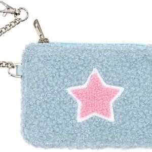 💖 Living Royal Baby Blue Keychain Pouch – Pink Star Design 💖